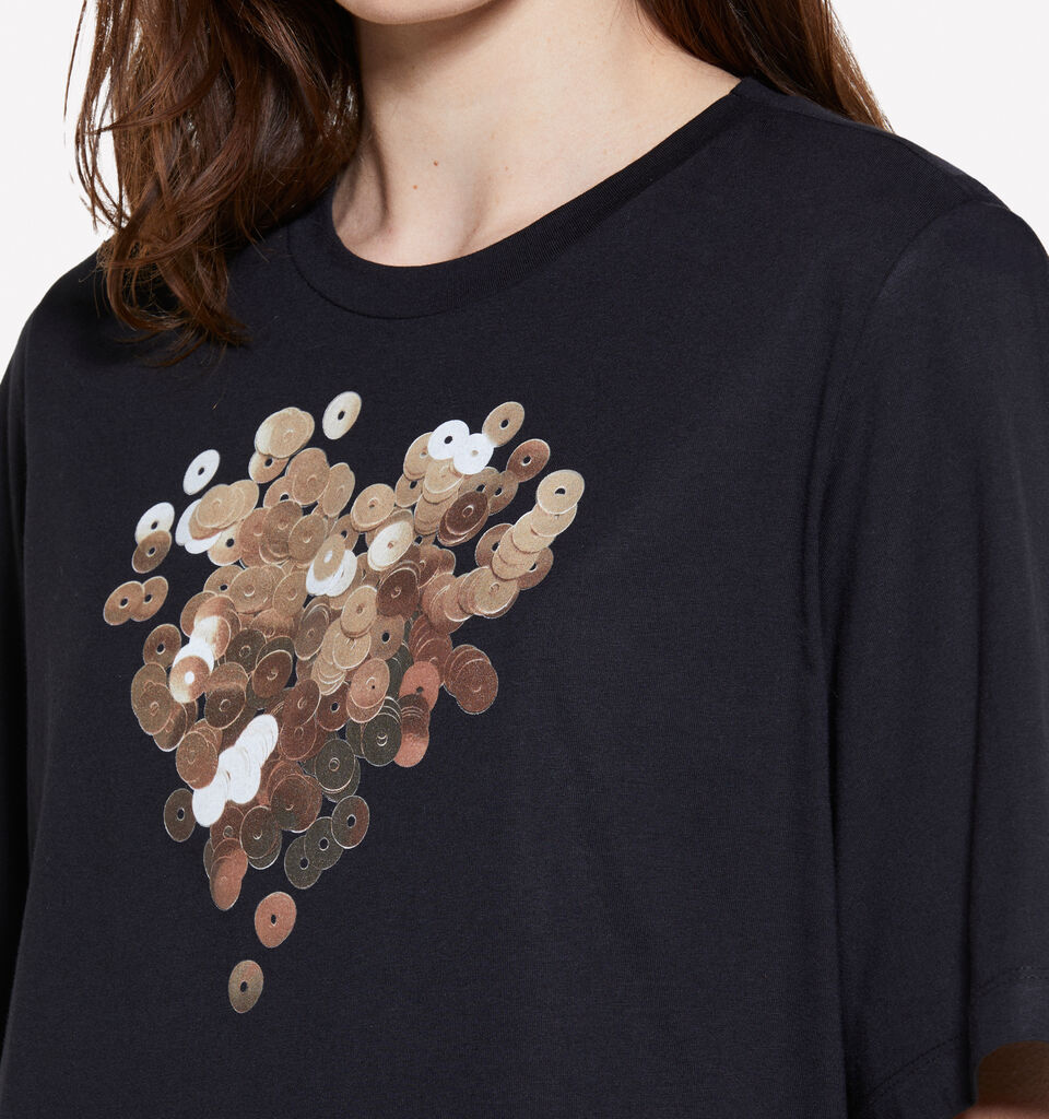 Black t-shirt with heart print - women's short sleeve t-shirts - Black | Sisley image number 5